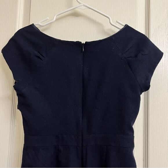 J. Crew Navy 100% Wool Origami Sheath Dress 12 SP - Picture 11 of 13
